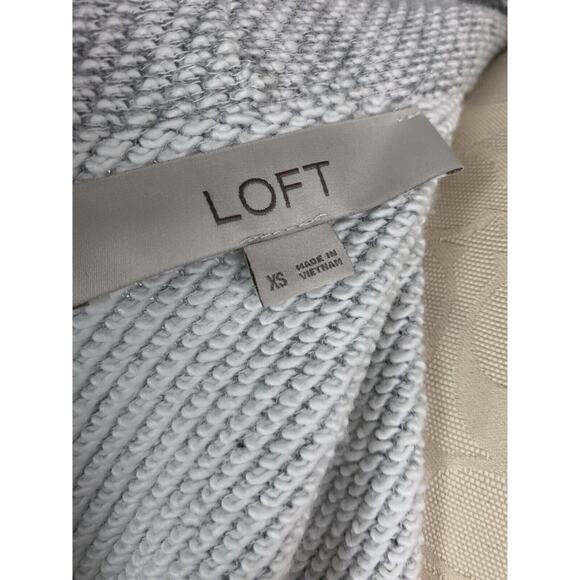 XS Ann Taylor Loft Waffle Weave Cardigan Sweater Open Women's Gray White - Picture 8 of 8